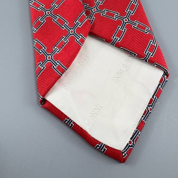 Tom James Innocenti Red / Black Chain Design Men's Tie 4" x 60" - Picture 4 of 4